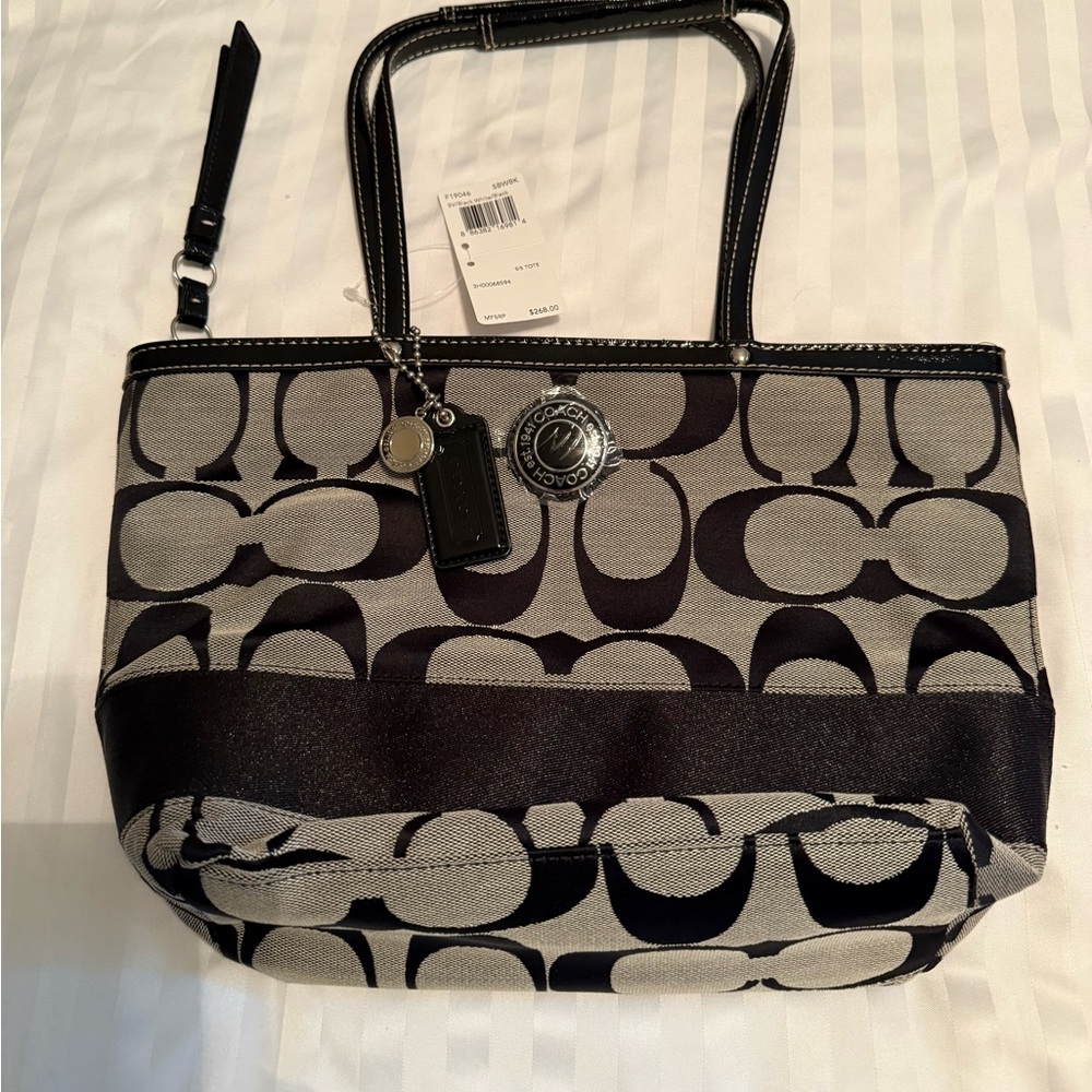 VINTAGE Coach Black and Gray Signature Tote Bag